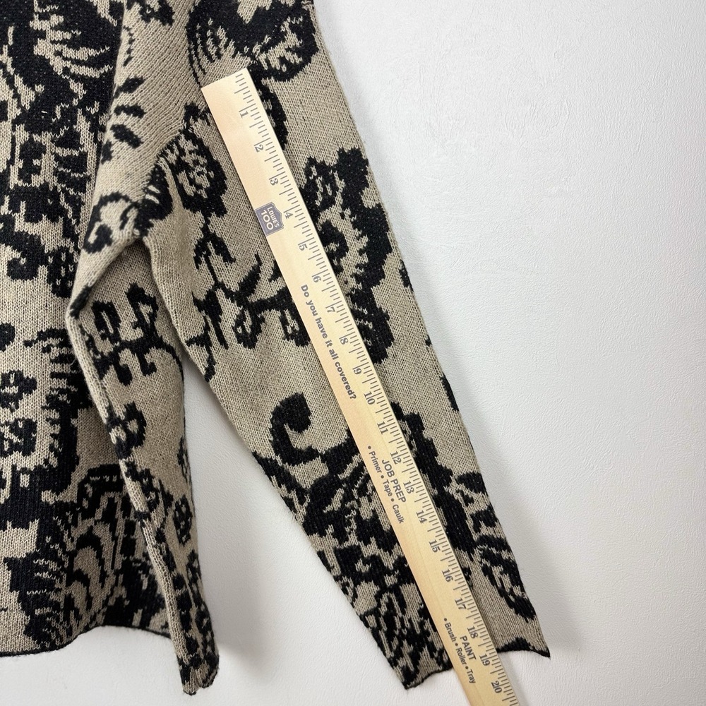 N Touch Sweater Women's XL Black Tan Mock Cowl Neck Long Sleeve Floral - Picture 5 of 9